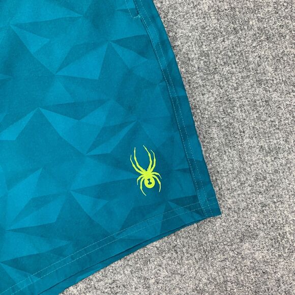 Spyder Swim Trunks Mens XXL 2XL Teal Brief Lined Drawstring Tie Beach Shorts - Picture 3 of 14